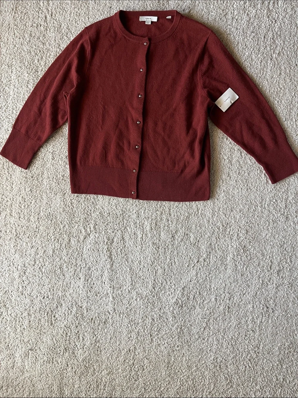 Vince Metal-Button Wool & Cashmere-Blend Cardigan in Siena